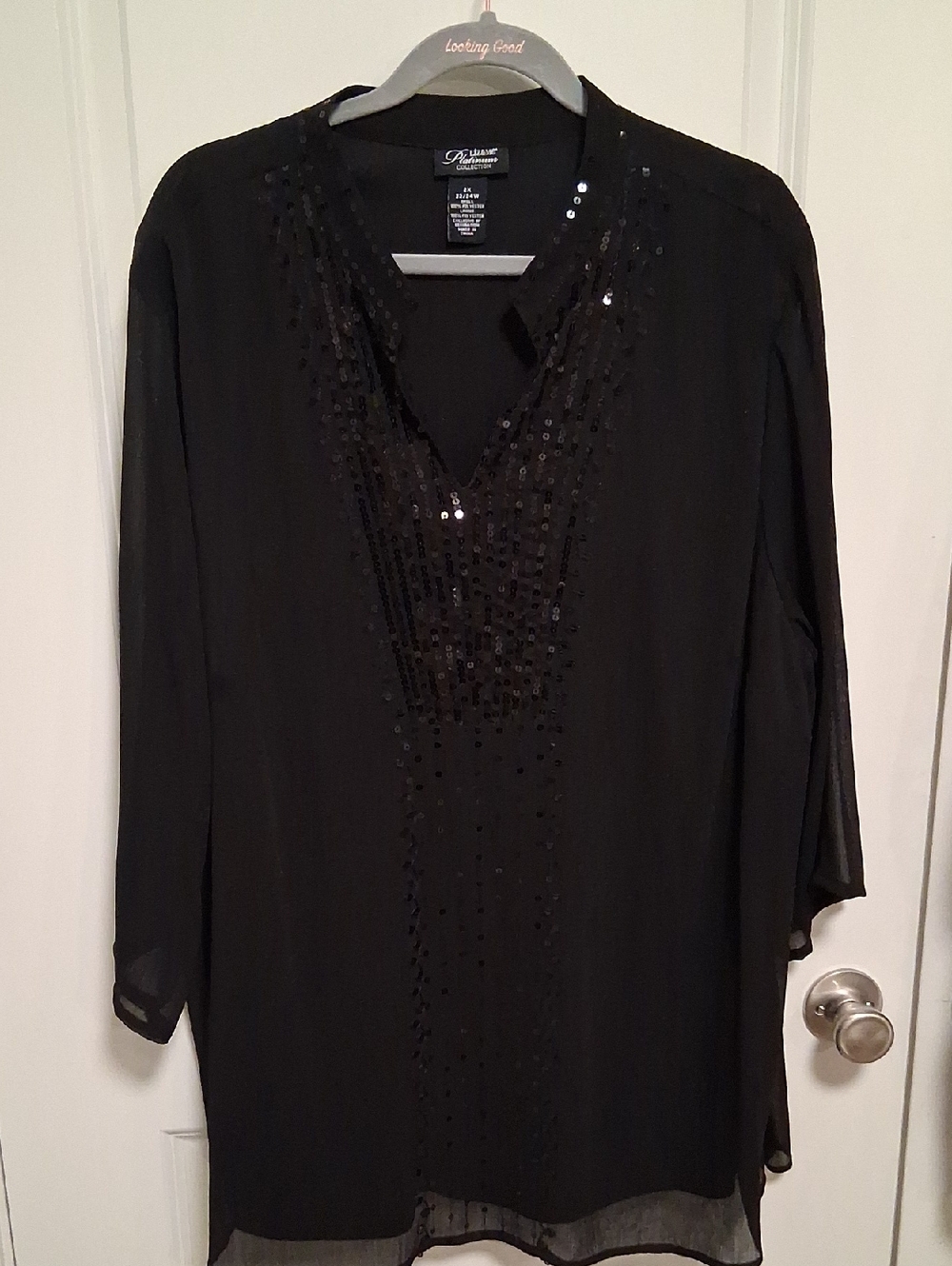 Alfani Black Sequin V-Neck Tunic